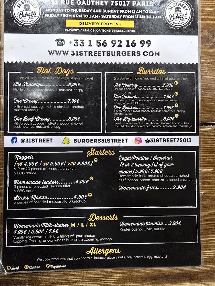 31 STREET 75017 - Menu Image 2